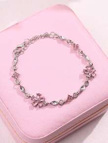 1 pieza Pulsera de Sakura rosa dulce y de moda con diamante de imitación, adecuada para uso diario, festivales y fiestas de mujeres - Multicolor - Ver 2
