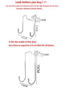 Stainless Steel S-Shaped Hook, Double-Layer S-Shaped Hook, Stainless Steel Material, Easy Installation Without Drilling, Multi-Function Cabinet Door Hook, Can Hang Clothes, Hats, Towels And Bags, Suitable For Entrance, Bathroom, Bedroom And Kitchen, White, Practical Hook, Suitable For Kitchen, Bathroom, Study And Bedroom - Silver - View 15