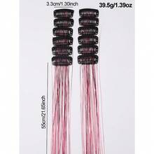 12pcs Women's Fashion Shiny Gold Foil Tassel Hair Clips, Ribbons, Straight Hair Extensions, Suitable For Daily Wear, Balls, Parties, Hair Accessories, Head Accessories, Hair Accessories For Women, Hair Piece, Hairpin - 多色-1 - 查看 8