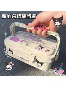SANRIO 1件Hello Kitty授权Melody & Cinnamoroll大容量卡通午餐盒套装，附赠DIY贴纸，可爱Kuromi微波炉便当盒 - 可爱餐食准备容器 - 彩色 - 查看 7