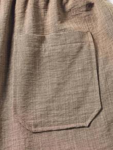 1 pieza Pantalones rectos de hombre con sensación de lino en color albaricoque, cintura elástica con cordón, transpirables y suaves, pantalones de playa casuales para hombre, estilo casual de vacaciones, adecuados para pantalones casuales de verano y playa - Café integral - Ver 11