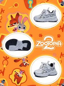1 Pair Disney X Zootopia Collaboration Children's Sneakers, Suitable For Daily And Outdoor Wear, Comfortable, Non-Slip, Durable And Breathable (Children's Sneakers, Children's Shoes, Girls Shoes) - Silver - View 4