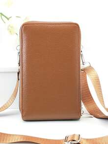 MINGYOU Túi đựng điện thoại đa năng dung lượng lớn, khóa kéo đôi, kiểu dáng thời trang mới, dễ thương và thanh lịch dành cho nữ/sinh viên, thích hợp cho mua sắm, hẹn hò, làm quà tặng. - màu nâu - Xem 7