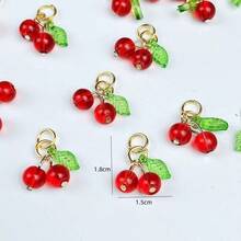 10/20/30颗手工玻璃樱桃吊坠，独特小众设计，适合DIY项链、手链、钥匙扣、迷你礼物 - 酒紅櫻桃 - 查看 4