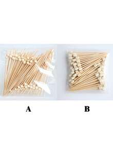 100pcs Bamboo Fruit Picks, Cute Creative Wooden Square & Round Cake, Dessert, Salad, Sandwich Food Baking Disposable Decorative Fruit Skewers, Suitable For Hotel, Restaurant, Party - Multicolor - View 6