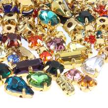 100pcs Assorted Gold Claw Rhinestone, DIY Jewelry Accessories, Vintage Palace Style Earrings, Necklaces, Clothing Decorations, Mixed Shapes - Multicolor - View 5