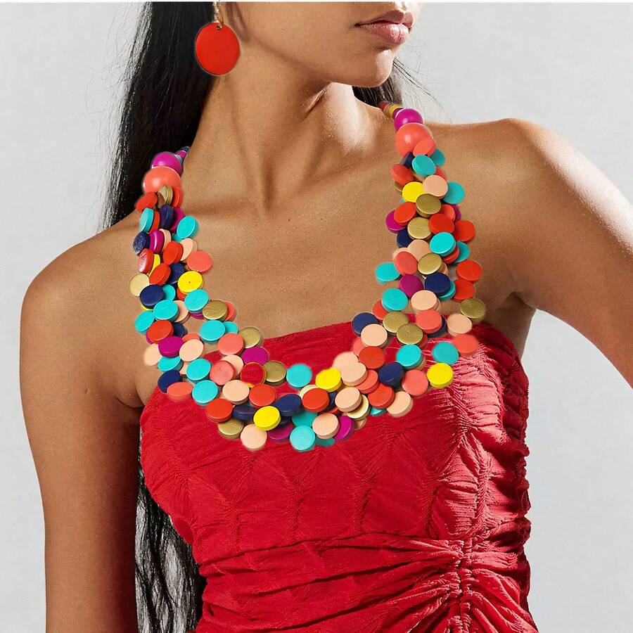 3PCS Vintage Style Irregular Pendant Multi-Layer Necklace And Earring Set, Elegant Women's Jewelry Accessories, Suitable For Daily Wear In All Seasons3PCS Vintage Style Irregular Pendant Multi-Layer Necklace And Earring Set, Elegant Women's Jewelry Accessories, Suitable For Daily Wear In All Seasons - Vàng - Xem 1