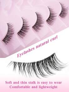 10 Pairs/Box Transparent Short Natural Eyelashes 5-8mm, Suitable For Small Eyes Daily Makeup Wear For Women - Black - View 3