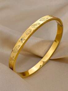 1pc Exquisite Fashion Stainless Steel Bracelet Set, Simple Delicate Stackable Cuff With Marine Style, Great For Daily Work Commute, Casual Brunch Dates, Evening Parties And Social Gatherings, Ideal Gift Choice For Birthdays And Festivals, Comfort Fit, Durable And Not Easy To Fade, Elevate Your Whole Look In A Gentle Way - Multicolor - View 6