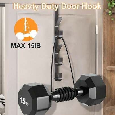 1 Móc Treo Cửa Bằng Thép Carbon - Giá Treo Khăn Đa Năng Bằng Kim Loại Chịu Lực Cao | Giá Treo Khăn Thiết Kế Dọc Tiết Kiệm Không Gian | Móc Treo Khăn Cửa Phòng Tắm, Màu Titan, Không Cần Khoan, Thích Hợp Cho Phòng Ngủ