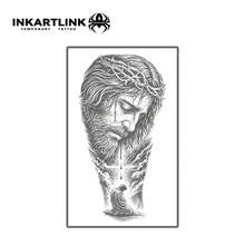 2pcs INKARTLINK Jesus Tears Sacred Icon Temporary Tattoos, Long-Lasting 1-2 Weeks Plant-Based Juice Tattoos, Suitable For Men And Women, Must-Have For People And Parties - Black - View 3