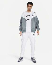 Nike 男士羽绒服 春季防风 多功能 带logo 易洗速干 户外运动 日常旅行 男士 白色/灰色 DA0001-084 - 白色/銀灰色 - 查看 3
