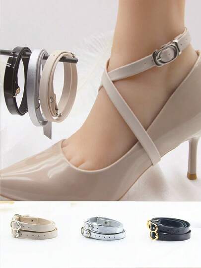 2pcs Adjustable Shoelaces For High Heels, Fashion DIY Flexible Detachable Non-Slip Shoelaces Accessories For Women High Heels, Suitable For Fashionable Shoes, Loose Non-Slip Straps, Women's Shoe Laces Accessories, Anti-Loose Straps, Solid Color Women's High Heels, Anti-Loose Shoelaces For Holiday, Wedding, Party, Office, Outdoor, All Seasons