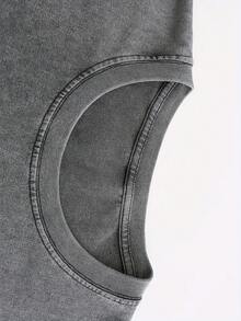 Hellstars Path To Paradise Flame Star Graphic Y2K Washed T-Shirt Double Sided Printed (230g 100% Cotton T-Shirt), Summer Clothes, Men's Tops, Casual And Comfortable, Fashionable Graphic Tee, Unisex Style - 灰色 - 查看 3