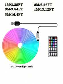 1-5m LED Neon Light Strip, Flexible LED Tape Light, Remote Control, Multiple Modes, Outdoor RGB Neon Lights Waterproof, Music Sync Gaming LED Neon Light Bar, Suitable For Bedroom And Indoor Use - Colored Light - View 9