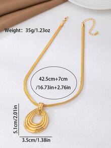1 chiếc dây chuyền mặt dây hình giọt nước hình học thời trang, thích hợp đeo hàng ngày cho nữ. - Vàng - Xem 2