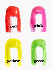 1顶夜光箔片假发，紫外线反应闪亮派对假发，在黑光灯下会发光，适合女性、男性、成人，可用于拍照、生日装饰、70年代80年代角色扮演，现有绿色、品红色、黄色、橙色可选。 - 多色款 - 查看 3