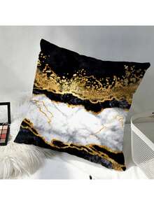 4pcs Marble Black And Gold Abstract Pattern Throw Pillow Covers - Suitable For Sofa, Bed, Car And Home Decor - No Inner Cushion Included - Made Of Polyester - No Power Required (Pillow Inserts Not Included) - 4pcs - View 5