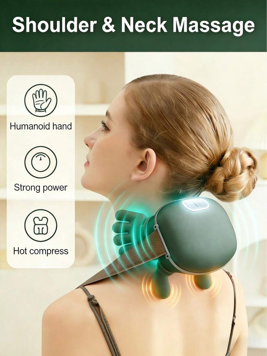 LEVIATECH Un nuevo tipo de masajeador de cuello y hombros con presión digital, con funciones avanzadas de masaje con presión digital, masaje de manos, cuello y hombros, así como funciones de terapia de vibración y calor. Recargable, adecuado para uso en el hogar, la oficina y los viajes.