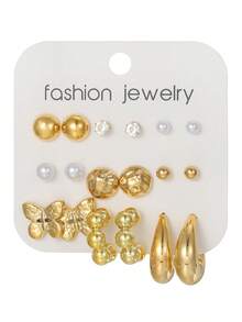 18件套时尚仿珍珠CCB蝴蝶结、心形、海星、水滴耳钉套装，适合女性日常、旅行、度假佩戴，可作为女友礼物，C形耳环套装，也是送给朋友、家人、母亲节的最佳礼物。 - 彩色 - 查看 3