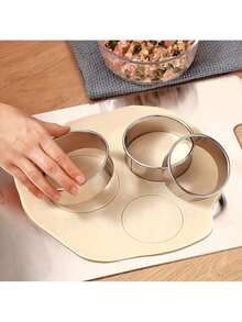 3件套不锈钢圆形饺子模具切割器，饼干蛋糕糕点面团切割器，厨房餐厅烘焙工具配件 - 彩色 - 查看 9