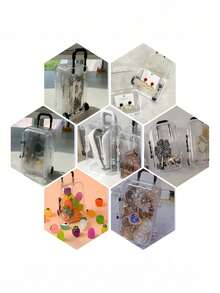 Bộ 4 hộp đựng kẹo mini bằng nhựa trong suốt có bánh xe kéo - Thích hợp để đựng đồ ăn nhẹ hoặc quà tặng dự tiệc, dây chuyền, nhẫn, vòng tay và bông tai, dây cáp dữ liệu và tai nghe, cũng có thể được sử dụng như đồ trang trí nhỏ sáng tạo, hộp đựng kẹo hành lý du lịch. - hộp quà hình vali - Xem 8