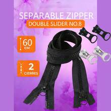 #8 Black Separating Dual Zipper, Suitable For Jackets, Coats, Bags, Backpacks, Wallets, Adult & Children's Clothing, DIY Crafts, Durable, Smooth Sliding, Length 60-150cm - C-Black - View 12
