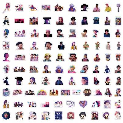 Hasbro 104PCS Kawaii Girl Group Cartoon Stickers Anime Virtual Idol Decorative Waterproof Sticker Pack For Journal Notebook