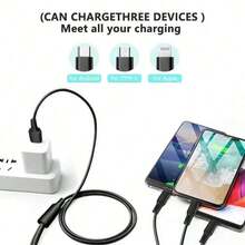 三合一编织充电线，高效数据传输和快速充电，兼容 17/16 Pro Max/16 Pro/16 Plus/16/15/14/13/12/11/XS/XR/8/7/6、S26/S25/S24/S23/S22/S21/S20 等更多设备 - 彩色 - 查看 2