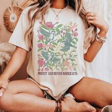 Women's T-Shirt Protect And Defend Immigrants Printed Tee Shirt For Woman, Casual Lightweight Breathable Round Neck Women Tops, Short Sleeve Tees - 白色 - 查看 1