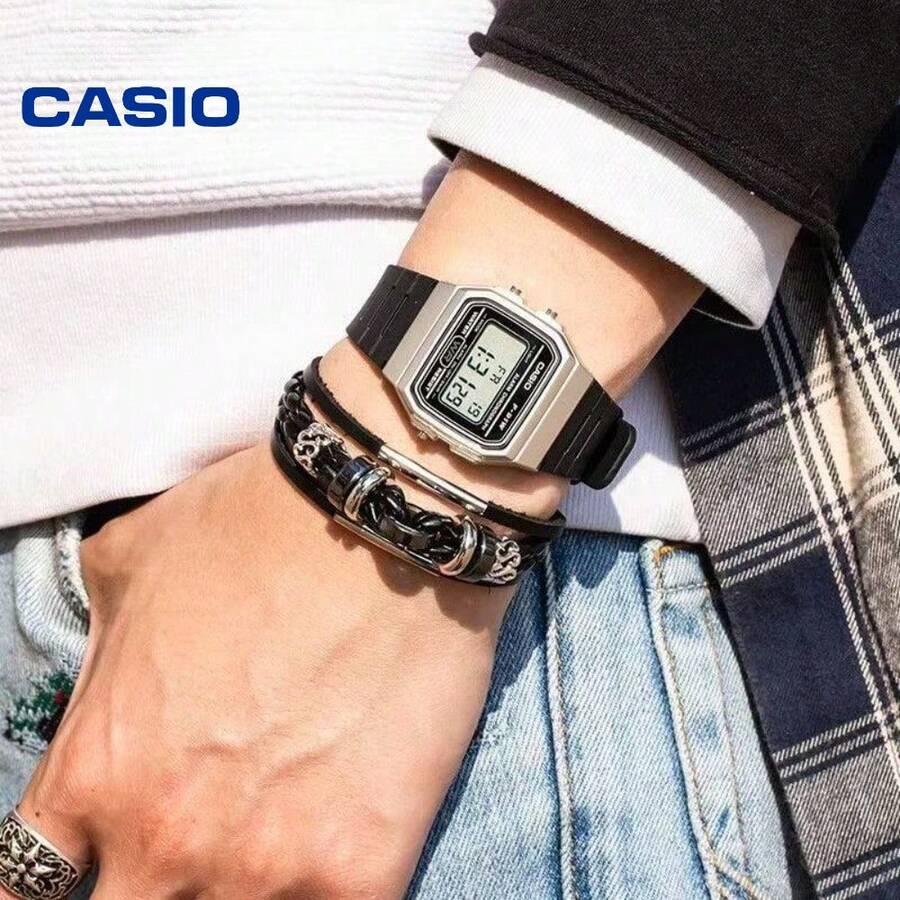 Casio 卡西欧经典数字手表复古方形表盘30米防水LED背光石英腕表F-91W-7A - 均碼 - 查看 1