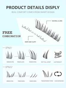 GROINNEYA Sổ mi giả dung lượng lớn 13 hàng, kiểu đuôi cá, mi rời, 2 kiểu, mi hỗn hợp, mi chùm, mi chùm mỏng nhọn, mi giả mềm nhẹ cho mi trên và mi dưới, mi giả lông chồn với thân trong suốt, tự làm mi giả trang điểm, hoàn hảo cho mọi dịp. - C - Xem 3