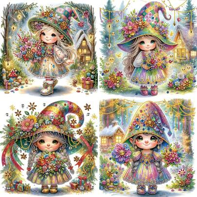 1pc 40x40cm 5D DIY Diamond Painting Kit, Featuring Fairy Forest Flower & Witch Theme, 5D Special Shape Crystal Diamond Mosaic Art Craft, Suitable For Home Decor, Handmade Gifts, DIY Hobbyists, And Gifts For Friends On Holidays And Birthdays, Frameless