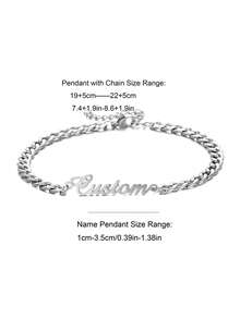 Cadena de playa personalizada 5NK, tobillera ajustable de acero inoxidable con letra de nombre personalizada, resistente al agua y a la decoloración, regalo para mujeres - Plateado - Ver 5