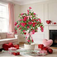Large Artificial Bougainvillea Tree 3/4/5FT UV Resistant Faux Bougainvillea Flower Plant Real Touch Fake Rose Tree For Outdoor Indoor Realistic Silk Flower Tree For Garden Poolside Patio Wedding Easter Festival Home Room Decor - Màu Hoa hồng đỏ - Xem 6