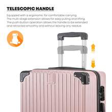 YONSLY Suitcase 20/24/28 Inch With TSA Lock, YKK Double Repair Zipper, 4 Wheels, 360° Rotation, Mesh Compartment, Lightweight Trolley Suitcase, Hard Shell Suitcase, Carry-On Luggage, Family Suitcase, Holiday Suitcase - 玫瑰金 - 查看 7