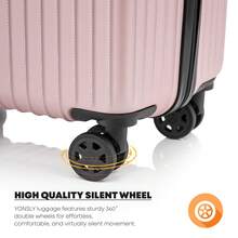 YONSLY Suitcase 20/24/28 Inch With TSA Lock, YKK Double Repair Zipper, 4 Wheels, 360° Rotation, Mesh Compartment, Lightweight Trolley Suitcase, Hard Shell Suitcase, Carry-On Luggage, Family Suitcase, Holiday Suitcase - 玫瑰金 - 查看 4