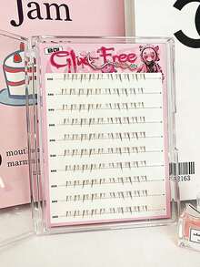 Bộ 100 kẹp uốn mi sợi tự nhiên, thiết kế thân trong suốt dạng phân đoạn, keo dán tức thì không để lại dấu vết, dụng cụ trang điểm phong cách anime dành cho người mới bắt đầu và sử dụng hàng ngày. - màu đen - Xem 5