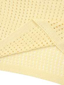 女士优雅休闲镂空网眼无袖针织套头毛衣，适合春夏海滩度假 - 黃色 - 查看 10
