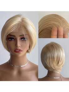 13X4 Lace Front Wig, Ombre Golden To Brown Long Straight Synthetic Hair Wig, Heat Resistant Fiber, Soft Pre-Plucked Hairline, Suitable For Daily, Party And Various Occasions - Multicolor - View 9