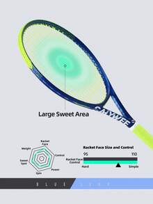 SALYWEE Professional Composite Carbon Fiber Adults Tennis Racket, Shock-Absorbing, Blue And Fluorescent Green Color Combination, Frosted Texture, Ultra-Sticky Handglue For Enhanced Control, Suitable For Offensive Athletes - Blue - View 8