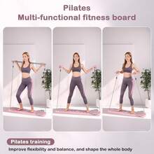 Pilates Board, 7-In-1 Multi-Purpose Portable Pilates Reformer Set, Foldable Pilates Reformer Equipment, Yoga Board Set With Resistance Bands. Can Be Used For Abdominal, Biceps, Triceps And Full Body Core Strength Training. Christmas Gift, Perfect Gift For Fitness Enthusiasts. For Women, Ideal Gift For Mom Wife Her - Màu hồng 7 trong 1 - Xem 2