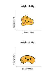 1/2个可爱黄色软奶酪胸针，俏皮弯曲的逼真奶酪造型，清新百搭，可别在毛衣、外套、背包、鞋子上。 - 彩色 - 查看 4
