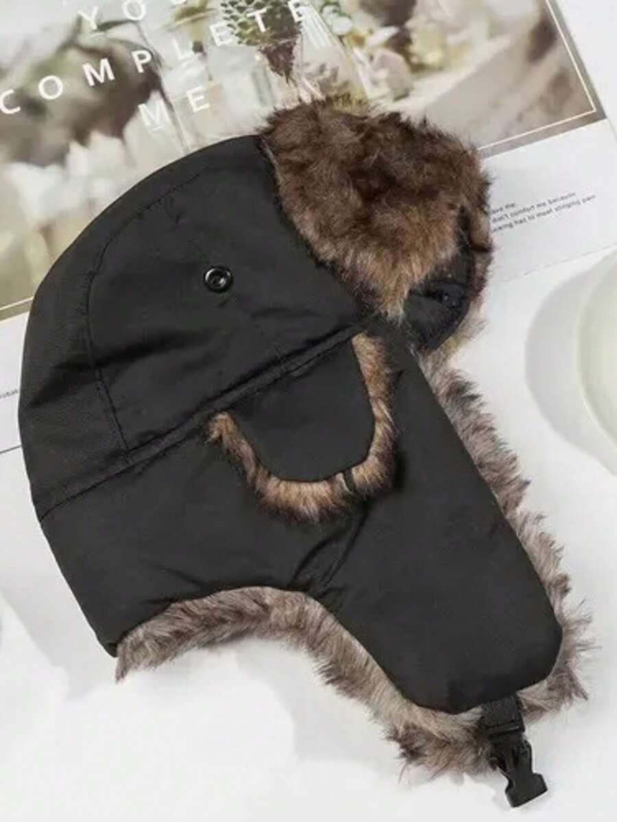 Russian Hat/Beanie/Reverse Cold Weather Walking In The Snow/Hunter/Aviator - màu đen - Xem 1