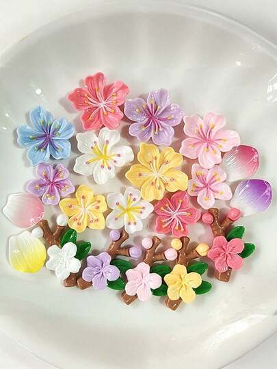5 món phụ kiện bằng nhựa hình hoa hoạt hình ngẫu nhiên dùng để ốp điện thoại, móc giày, cốc, nam châm tủ lạnh, phụ kiện tóc, đồ dùng thủ công DIY, quà tặng sinh nhật, quà tặng ngày lễ đáng yêu cho bạn bè và các cặp đôi.