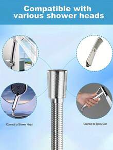 5-Setting High Pressure Handheld Shower Head Set, High Flow Showerhead With Adjustable Handheld Shower, Includes Brushed Nickel Wall Mount Bracket And 59-Inch Anti-Burst Hose. Suitable For Home And Hotel Bathrooms, Wall-Mounted Showers, Outdoor Showers And RV Showers, Ideal For Bathroom Upgrade, Providing A Refreshing Shower Experience, Great For Holiday Gifts And Daily Cleaning. - sliver-1pc - View 11