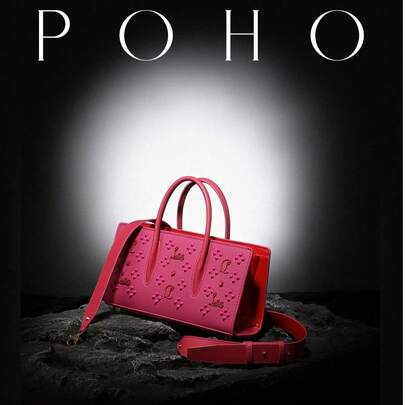  POHO Brand Luxury Customized Letter Medium Handbag - Rose Red