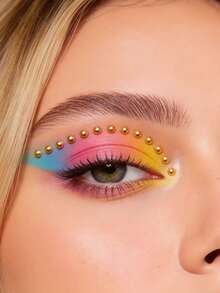 2毫米金色面部饰品、发饰、眉饰、钻石贴纸。可用于装饰精致眼妆、唇部穿孔，或粘贴于鼻部、耳部等部位。小巧精致，可DIY图案。 - 金色 - 查看 4