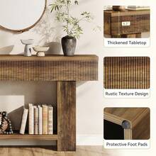 Tribesigns 55-Inch Console Table With Storage, Farmhouse Entryway Table Furniture For Hallway, 2-Tier Sofa Table For Behind Couch, Rustic Wood Console Table For Living Room & Foyer - Rustic Brown - View 6