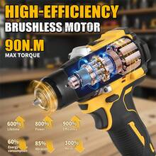 SuperPan SP805 Brushless Cordless Drill/Driver, Multifunctional Rechargeable Power Drill For Home Use, Industrial Grade Handheld Drilling & Screwdriving Tool, Bare Tool Version - Yellow - View 4